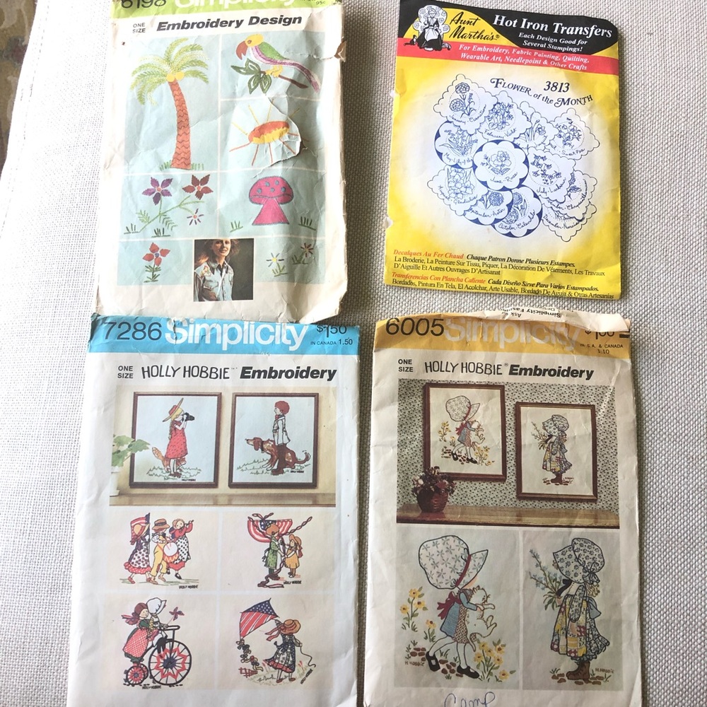 Vintage Holly Hobby Wax Transfers for Embroidery & Mushrooms palm tree